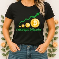 I Accept Bitcoin Graph Logo Womens T-Shirt