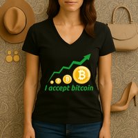 I Accept Bitcoin Graph Logo Women's V-Neck T-Shirt