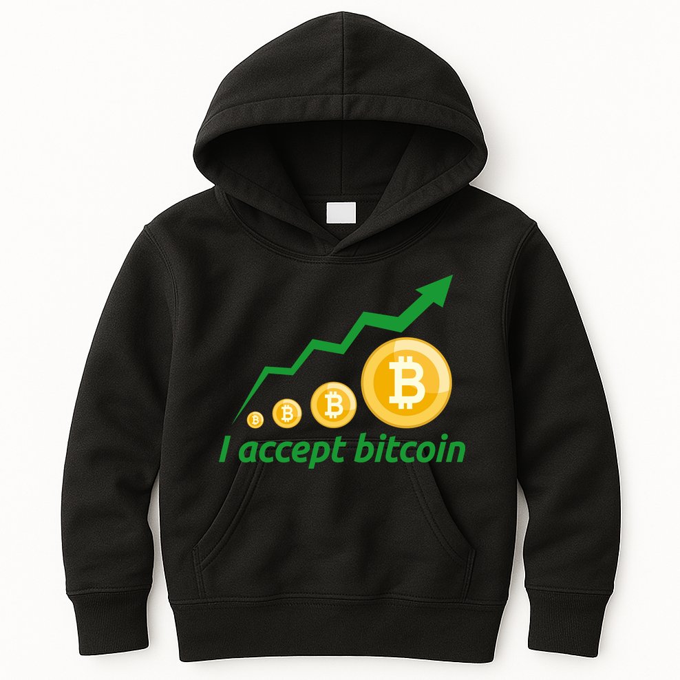 I Accept Bitcoin Graph Logo Kids Hoodie