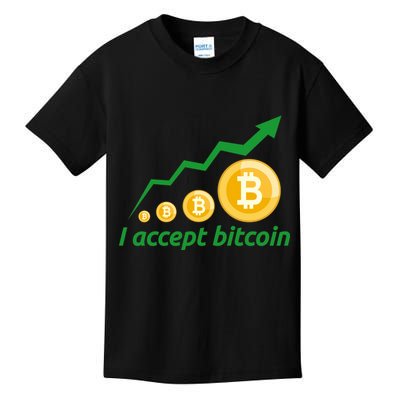 I Accept Bitcoin Graph Logo Kids T-Shirt