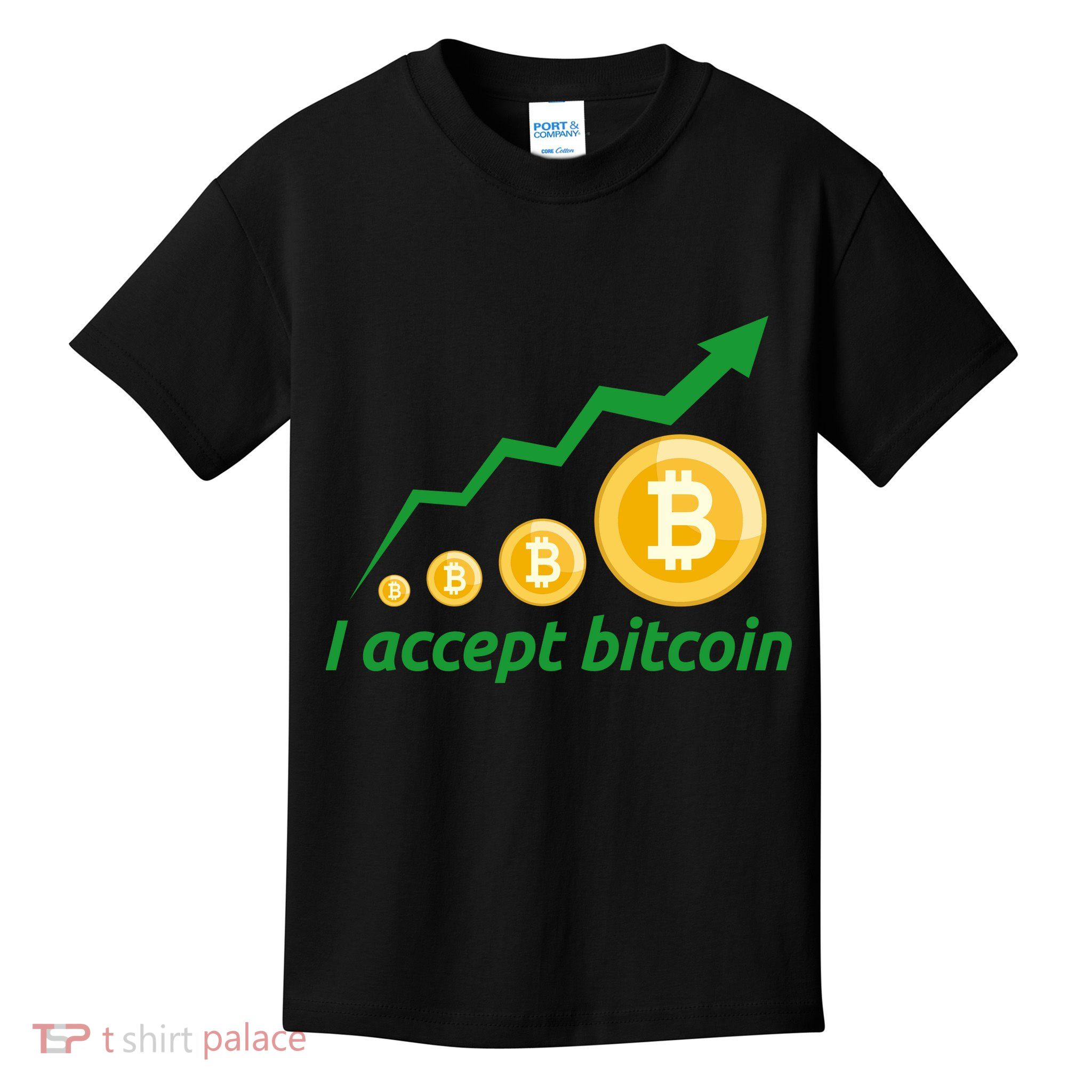 I Accept Bitcoin Graph Logo Kids T-Shirt