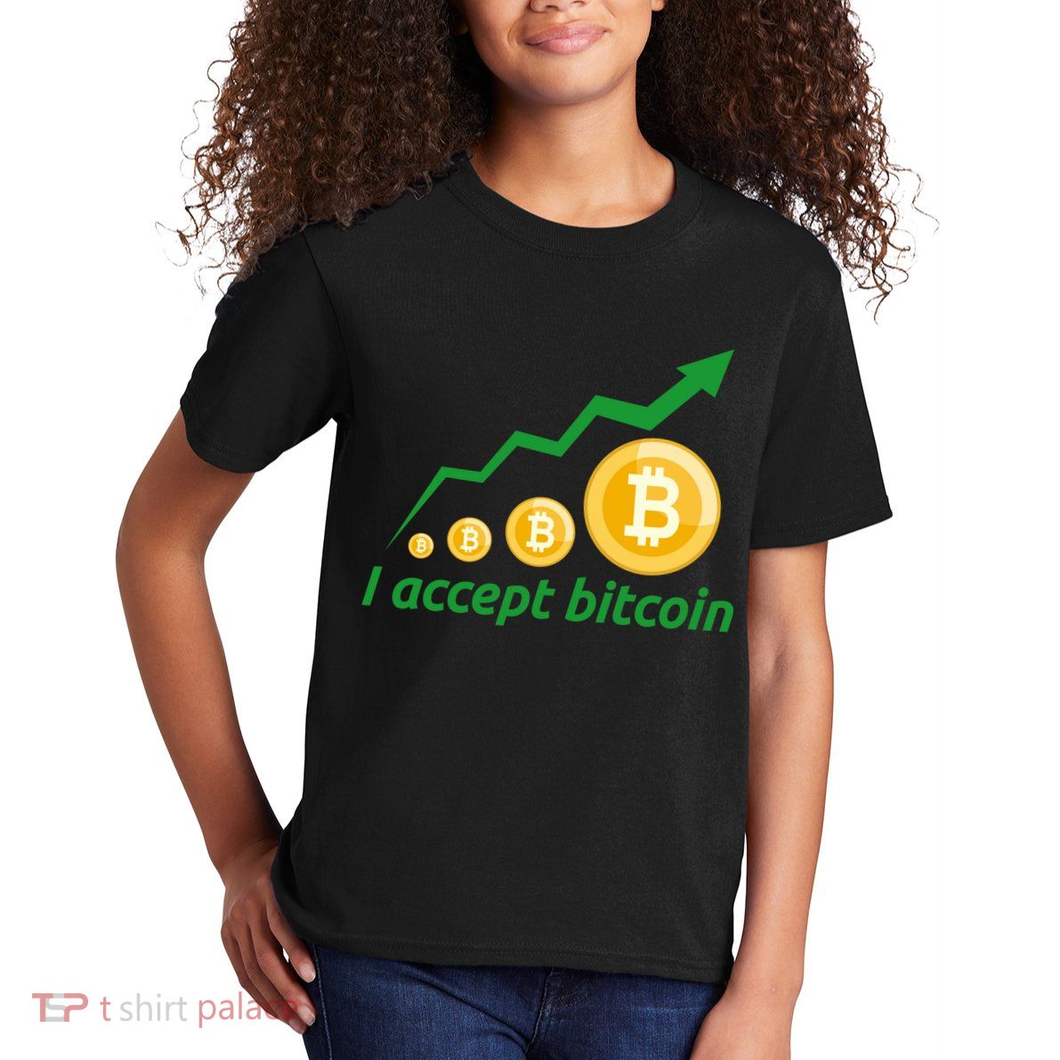 I Accept Bitcoin Graph Logo Kids T-Shirt