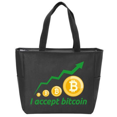 I Accept Bitcoin Graph Logo Zip Tote Bag