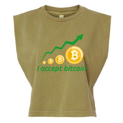I Accept Bitcoin Graph Logo Garment-Dyed Women's Muscle Tee