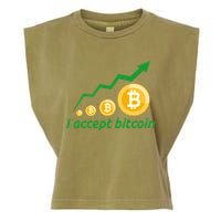 I Accept Bitcoin Graph Logo Garment-Dyed Women's Muscle Tee