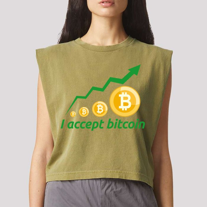 I Accept Bitcoin Graph Logo Garment-Dyed Women's Muscle Tee