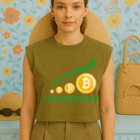 I Accept Bitcoin Graph Logo Garment-Dyed Women's Muscle Tee