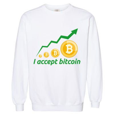 I Accept Bitcoin Graph Logo Garment-Dyed Sweatshirt