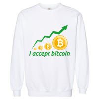 I Accept Bitcoin Graph Logo Garment-Dyed Sweatshirt
