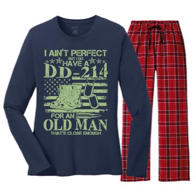 I Ain't Perfect  But I Do Have A DD-214 Women's Long Sleeve Flannel Pajama Set 