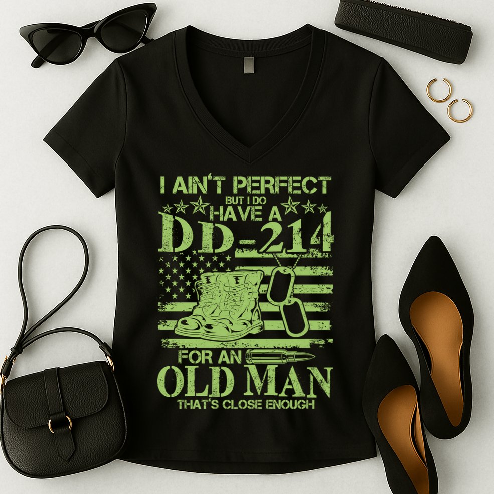 I Ain't Perfect But I Do Have A DD-214 Old Man Women's V-Neck T-Shirt