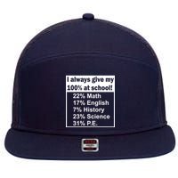 I Always Give My 100 Percent At School 7 Panel Mesh Trucker Snapback Hat
