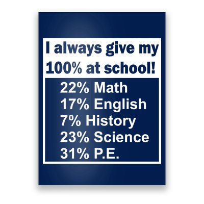 I Always Give My 100 Percent At School Poster