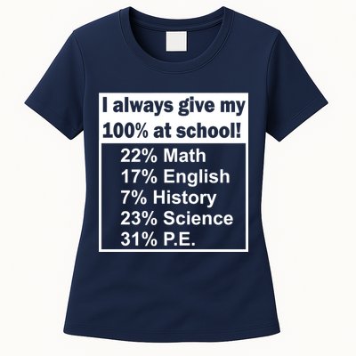 I Always Give My 100 Percent At School Womens T-Shirt