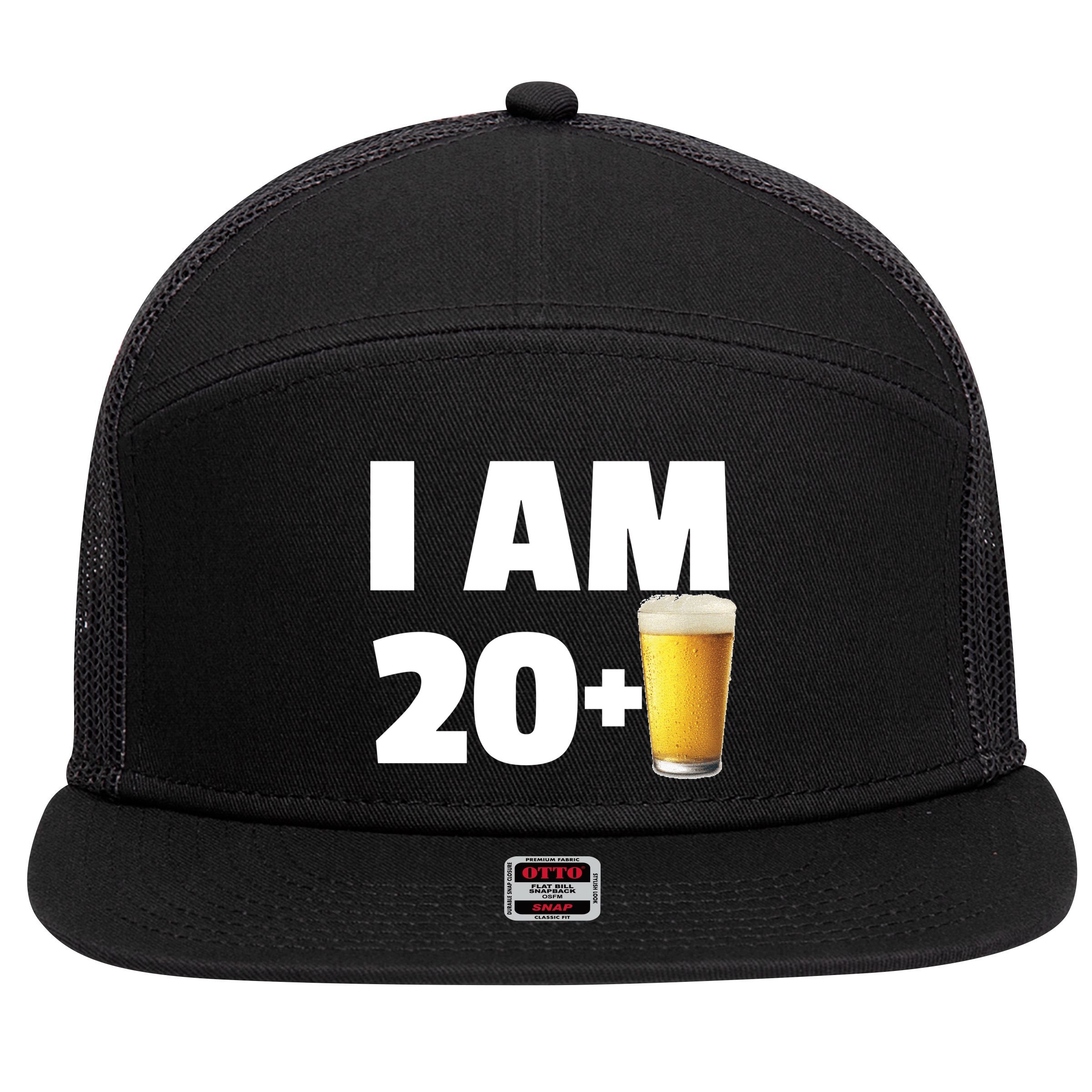 I Am 20 Plus Beer 21st Birthday 7 Panel Mesh Trucker Snapback Hat
