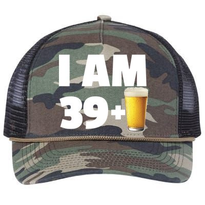 I Am 39 Plus Beer 40th Birthday Retro Rope Trucker Hat Cap