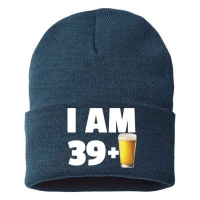 I Am 39 Plus Beer 40th Birthday Sustainable Knit Beanie