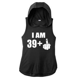 I Am 40 Middle Finger Ladies PosiCharge Tri-Blend Wicking Draft Hoodie Tank