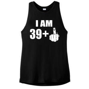 I Am 40 Middle Finger Ladies PosiCharge Tri-Blend Wicking Tank