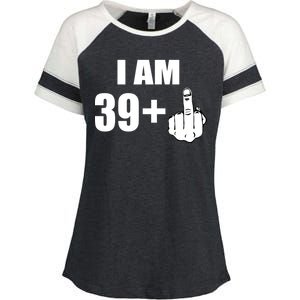 I Am 40 Middle Finger Enza Ladies Jersey Colorblock Tee