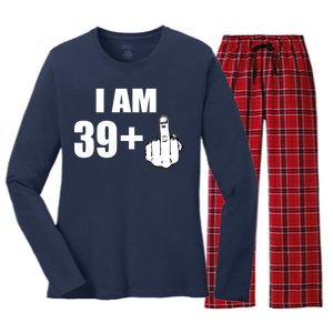 I Am 40 Middle Finger Women's Long Sleeve Flannel Pajama Set 