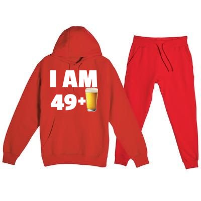 I Am 49 Plus Beer 50th Birthday Premium Hooded Sweatsuit Set