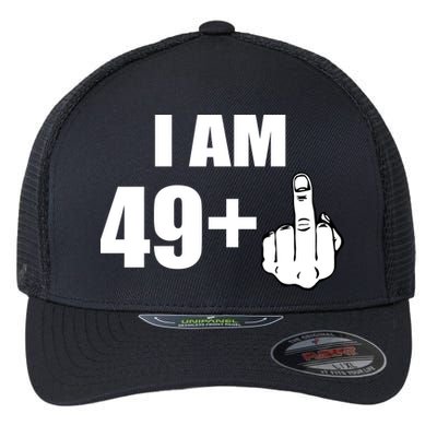 I Am 50 Middle Finger Funny 50th Birthday Gift T-Shirt Flexfit Unipanel Trucker Cap