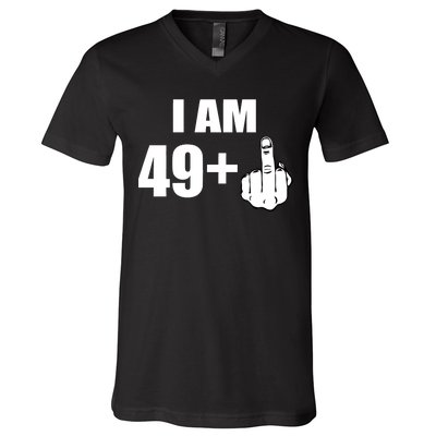 I Am 50 Middle Finger Funny 50th Birthday Gift T-Shirt V-Neck T-Shirt