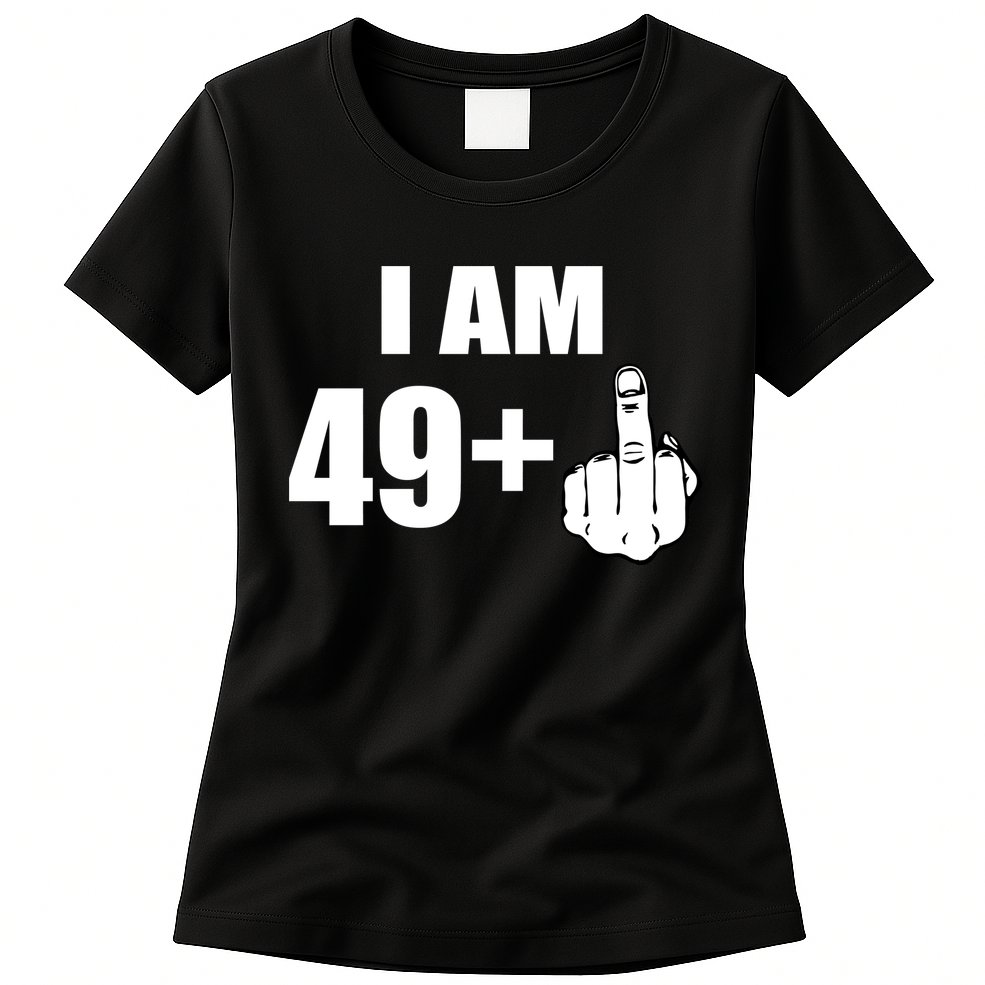 I Am 50 Middle Finger Funny 50th Birthday Gift T-Shirt Womens T-Shirt