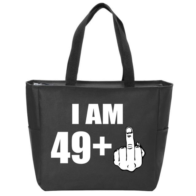 I Am 50 Middle Finger Funny 50th Birthday Gift T-Shirt Zip Tote Bag