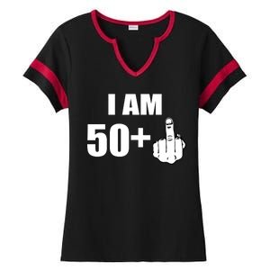 I Am 51 Middle Finger Funny 1966 Birthday Ladies Halftime Notch Neck Tee