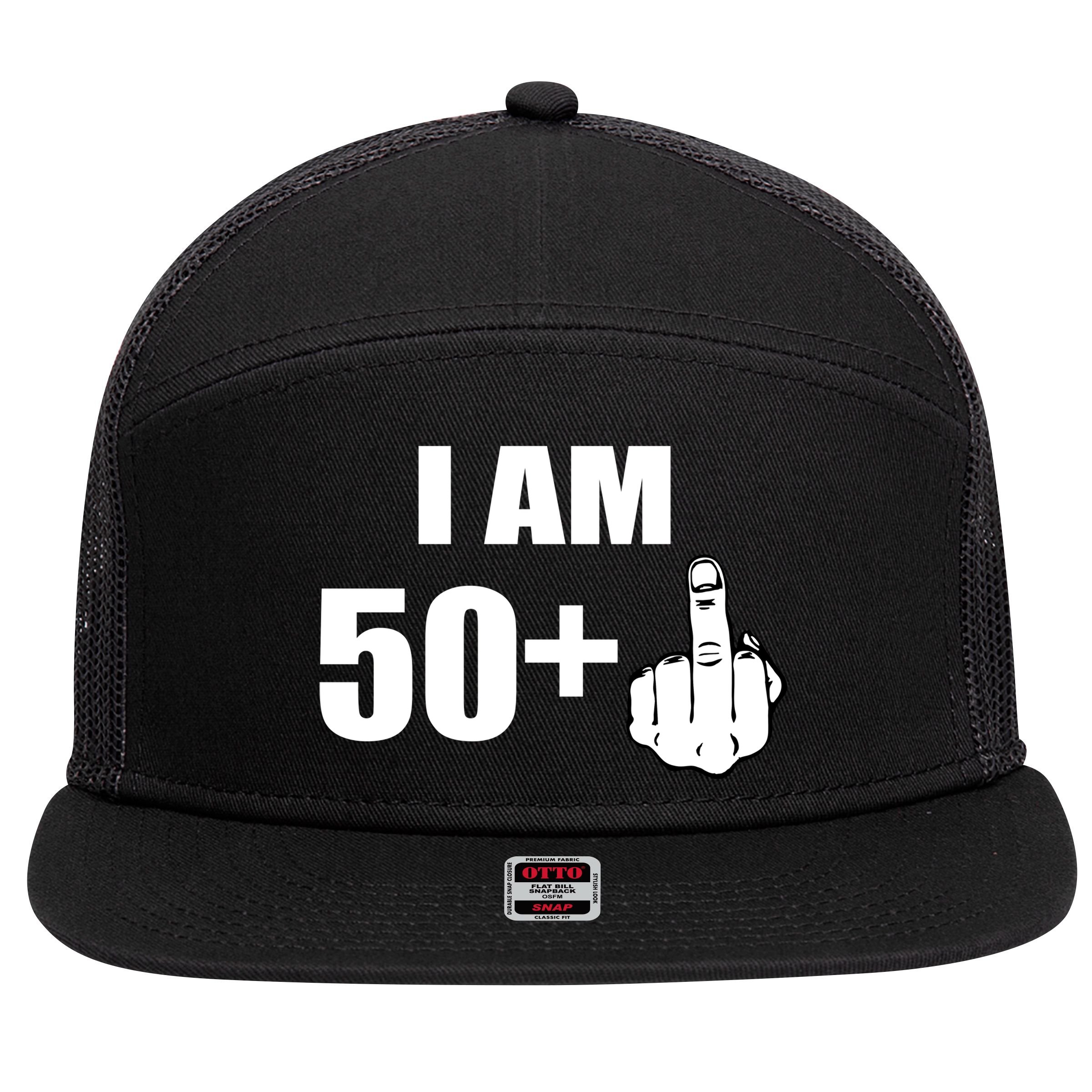 I Am 51 Middle Finger Funny 1966 Birthday 7 Panel Mesh Trucker Snapback Hat