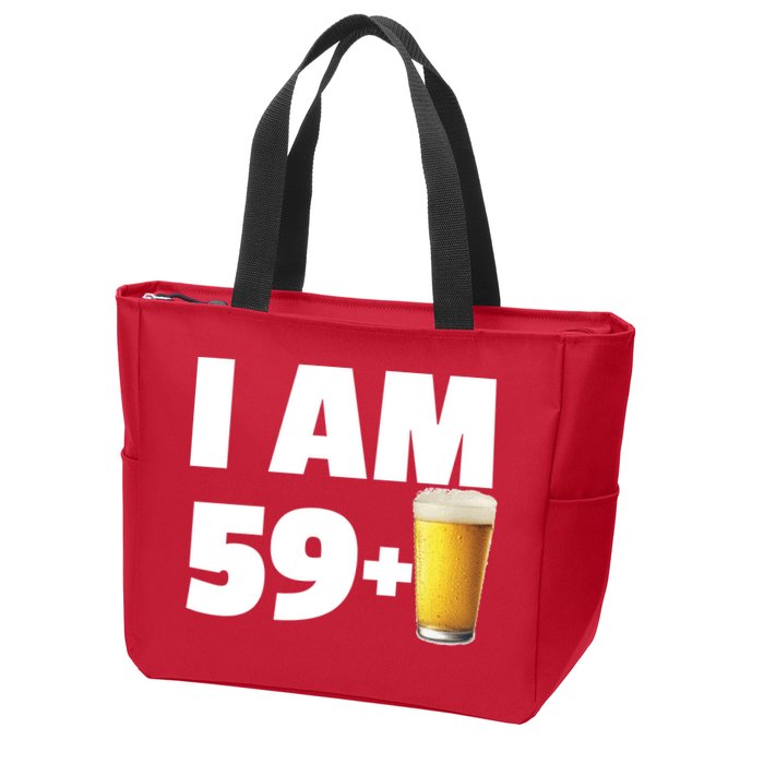 I Am 59 Plus Beer 60th Birthday Zip Tote Bag