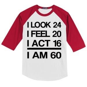 I Am 60 Funny 60th Birthday Kids Colorblock Raglan Jersey