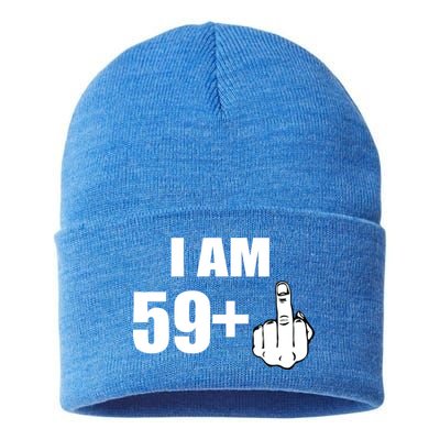 I Am 60 Middle Finger 60th Birthday Gift Sustainable Knit Beanie