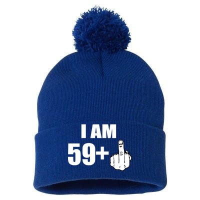 I Am 60 Middle Finger 60th Birthday Gift Pom Pom 12in Knit Beanie