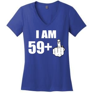 I Am 60 Middle Finger 60th Birthday Gift Women's V-Neck T-Shirt