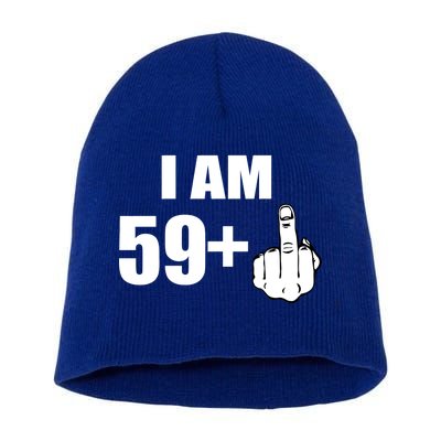 I Am 60 Middle Finger 60th Birthday Gift Short Acrylic Beanie