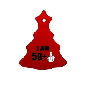 I Am 60 Middle Finger 60th Birthday Gift Ceramic Tree Ornament