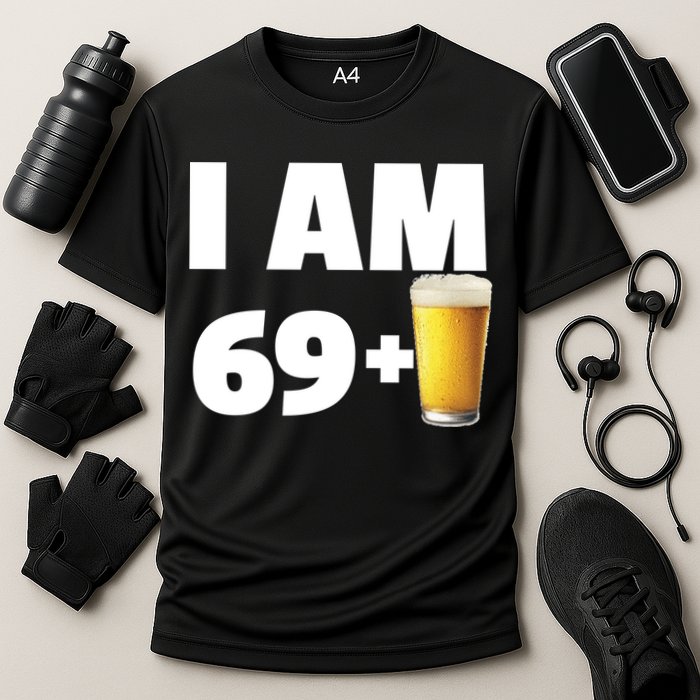 I Am 69 Plus Beer 70th Birthday Cooling Performance Crew T-Shirt