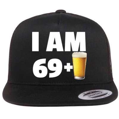 I Am 69 Plus Beer 70th Birthday Flat Bill Trucker Hat