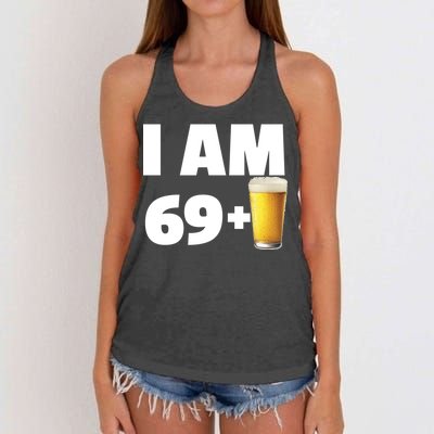 I Am 69 Plus Beer 70th Birthday Women's Knotted Racerback Tank