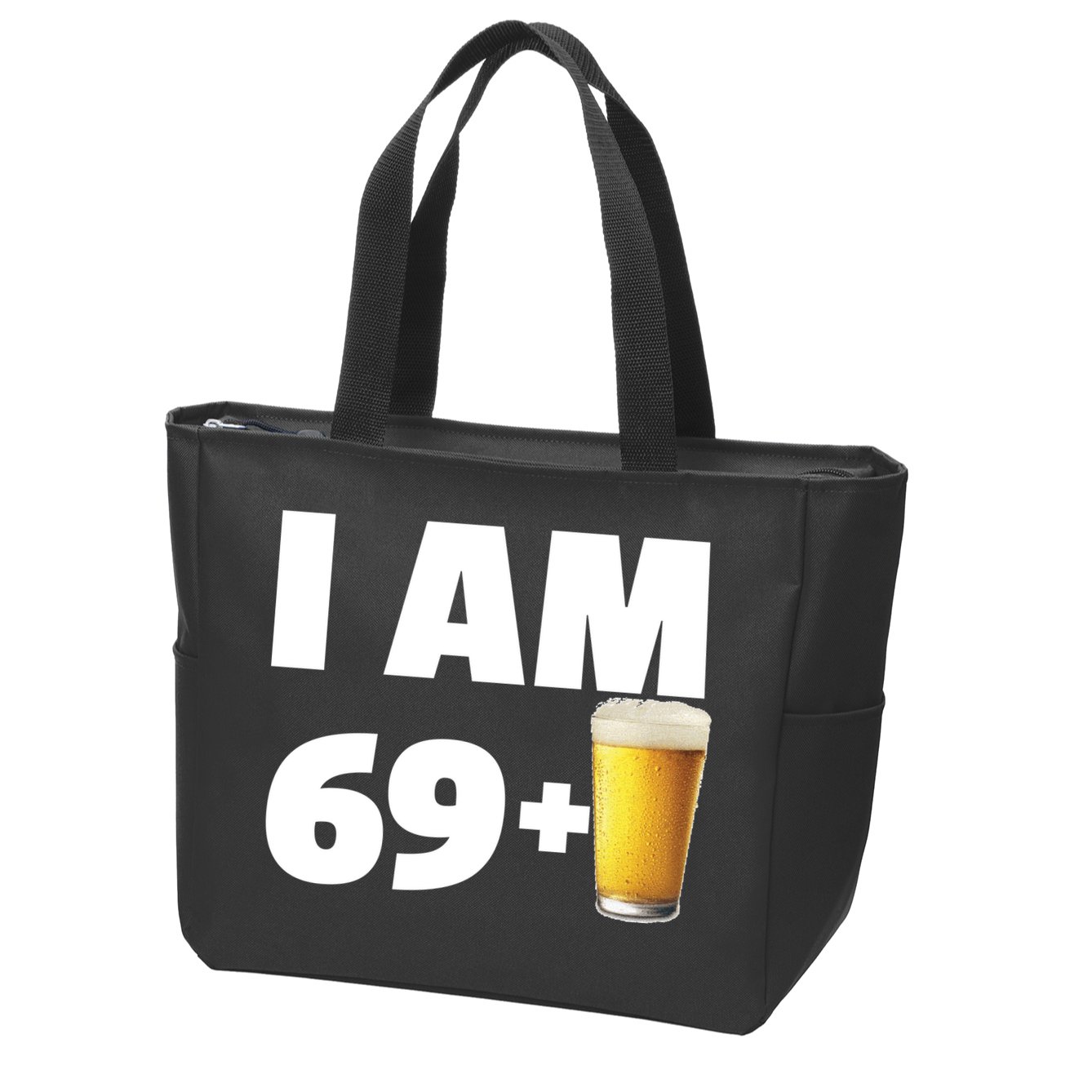I Am 69 Plus Beer 70th Birthday Zip Tote Bag