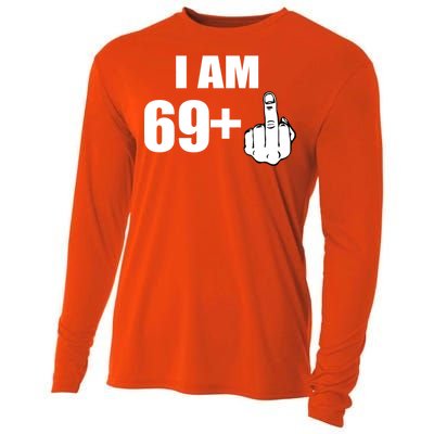 I Am 70 Middle Finger 70th Birthday Gift Cooling Performance Long Sleeve Crew