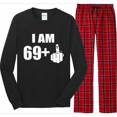 I Am 70 Middle Finger 70th Birthday Gift Long Sleeve Pajama Set