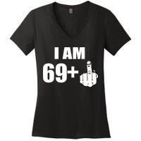 I Am 70 Middle Finger 70th Birthday Gift Women's V-Neck T-Shirt