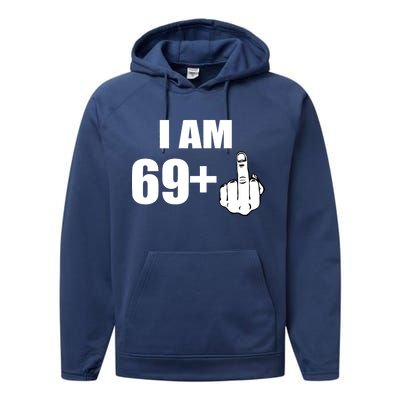 I Am 70 Middle Finger 70th Birthday Gift Performance Fleece Hoodie