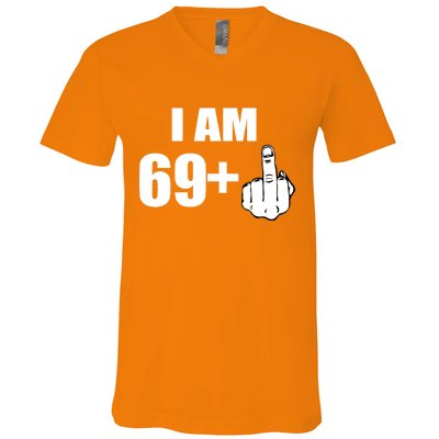 I Am 70 Middle Finger 70th Birthday Gift V-Neck T-Shirt