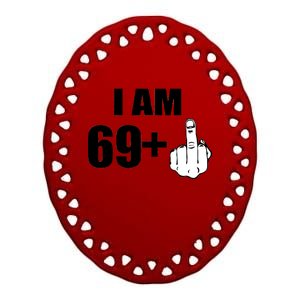 I Am 70 Middle Finger 70th Birthday Gift Ceramic Oval Ornament