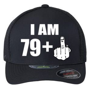 I Am 80 Middle Finger 80th Birthday Gift Flexfit Unipanel Trucker Cap